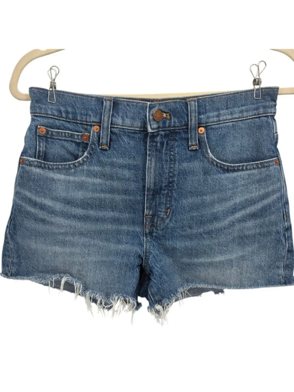 Madewell Womens 26 Shorts The Perfect Jean Short High Rise Raw Hem Distressed